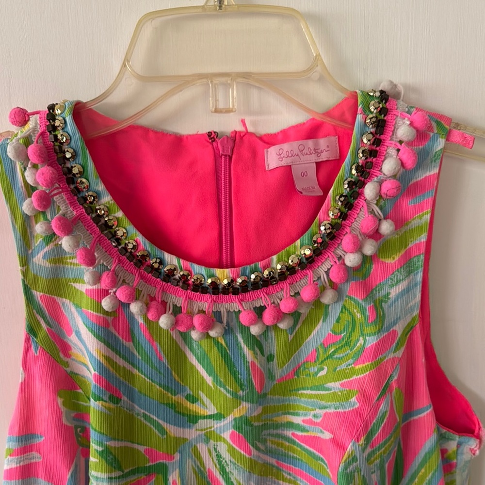 Lily Pulitzer Vibrant Pink and Green Sleeveless Dress - Picture 3 of 5